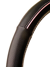 Black with Pink Line Car Steering Wheel Cover Soft Leather