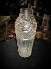 ANTIQUE CUT CRYSTAL GLASS COCKTAIL SHAKER NO LID DEEP CUTS 32 ETCH ON TOP 9.25"