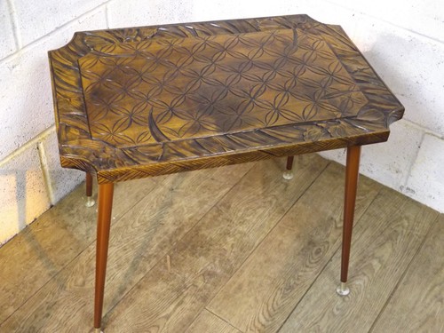 1960 carved oak coffee - carved, table