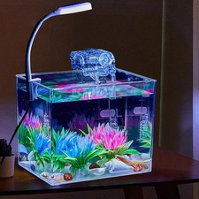 Fish Bowl Clear Aquarium Fish Tank LED Small Aquarium Flower Vases Centerpiece