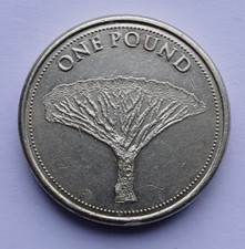 2015 old round one pound £1 coin Gibraltar "Dragon Tree" circulated