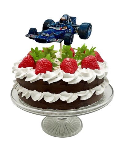 Racing car cake topper blue - racing,