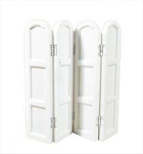 Dolls House White Panel 4 Fold Dressing Screen Room Divider Bedroom Furniture