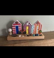 Beach Hut Themed wooden ornament Painted huts, handmade Living room decor