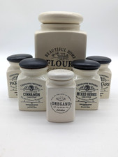 Farmhouse Style Ceramic Flour & Herbs Storage Pots H9 P842
