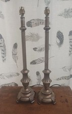 Pair Of Elegant Tall Footed Candlestick Table Lamps