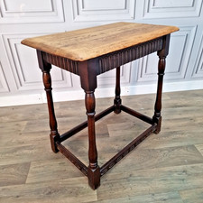 Antique Solid Oak Priory Wooden Occasional Hall Table Console Refectory Side