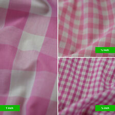 Polycotton Fabric Gingham Check Material Dress Craft Uniform Checked 1" 1/4" 1/8