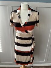 Linea Women’s Dress Size 6 Beige Mix Short Sleeve Tie Waist Wrap