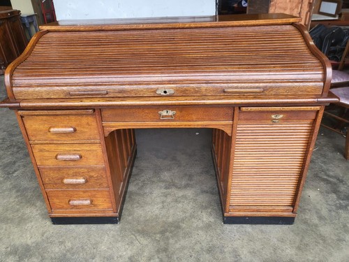 Antique oak roll - , tambour