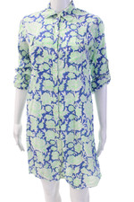 Roberta Roller Rabbit Womens Floral Print Dress Blue Green Size Extra Small