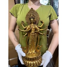16"Tibet Buddhism bronze Gilt 8 arms Tara Kwan-Yin GuanYin Goddess buddha statue