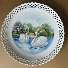 Vintage Swans Pierced Plate 21cm Diameter by Schumann Arzberg Bavaria Germany