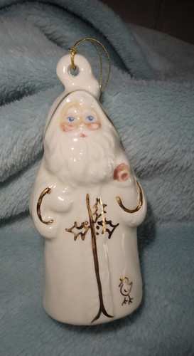 Porcelain santa bauble white - porcelain,