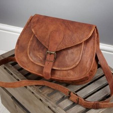 Leather Messenger Bag Goat Satchel Brown Shoulder Real Women's New Genuine