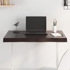 vidaXL Table Top Dark Brown 80cm Treated Solid Wood Live Edge Desk Top Only DIY