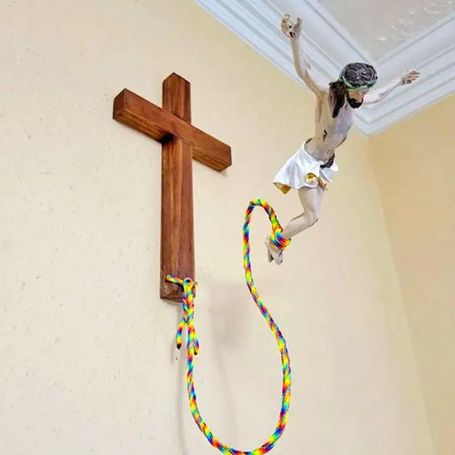 Jumping jesus crucifix wall - jumping,