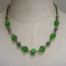 Vintage green  Czech glass mixed bead necklace