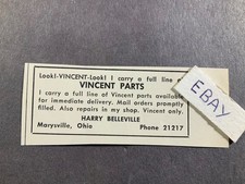 Rare 1965 Ad. Vincent Parts