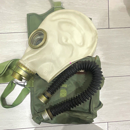 White gas mask with - mask, and