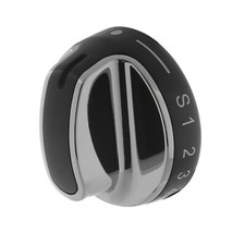 New World Cooker Oven Hob Control Knob Switch Rotary Dial Black & Chrome Silver