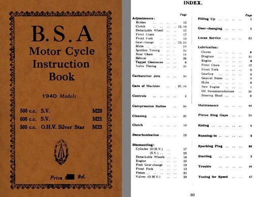 Bsa motor cycle instruction - bsa,