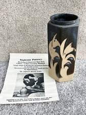 VINTAGE INGLETON STUDIO POTTERY VASE BROWN AND CREAM