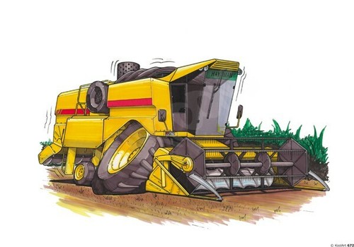 Combine harvester yellow - combine,