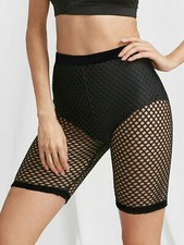 NEW WOMENS LADIES FISHNET SHORTS CYCLING STRING HOT PANTS NETTED STRETCH SIZE
