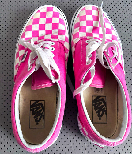 Vans pink white checkerboard - vans, pink/white