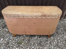 vintage ottoman Mid Century Woven Bedroom Blanket Storage Trunk Box Kraft