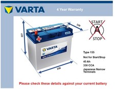 Car Battery B33 Varta 155 330A