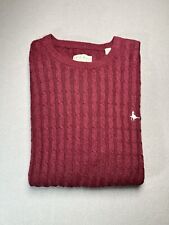 Jack Wills Cable Knit Burgundy Cotton Jumper Sweater Men’s Size S [123]