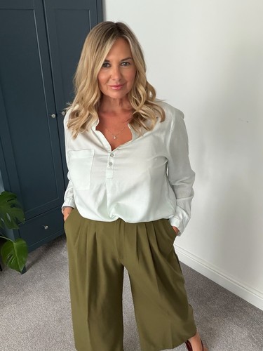 Pale green pin striped - m&s,