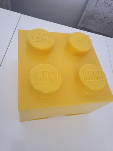 Yellow lego storage brick - yellow,