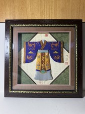 Framed Chinese Silk Embroidery Dragon Robe – Qing Dynasty Style Art Decor