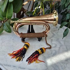 STUNNING 11" LONG POLISHED British Military Bugle COPPER BRASS WITH TASSLES GT44