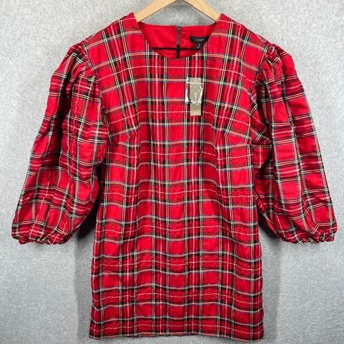Crew plaid puff sleeve mini - crew,