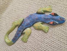 Wooden MDF Bright Gecko Wall Plaque Hanging Colourful