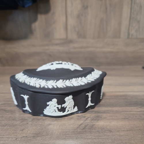 Wedgwood black jasperware boat - wedgwood,