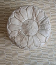 Authentic Moroccan Leather Pouffe - Bohemia Design - Latte Colour