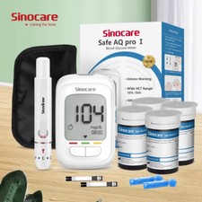 Sinocare Blood Glucose Monitor Safe AQ pro I with Blood Ketone Warning 100Strips