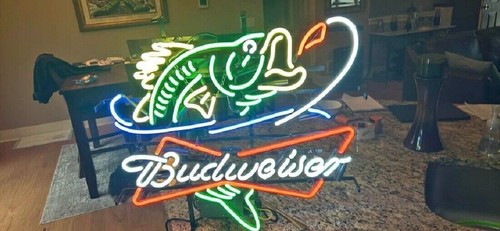 Bass fish fishing beer - beer, neon