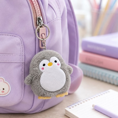 Cute fluffy penguin - cute, keychain