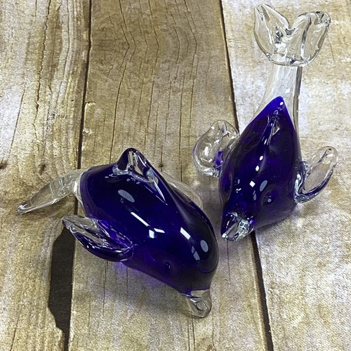 Vintage blue glass - blue, dolphin