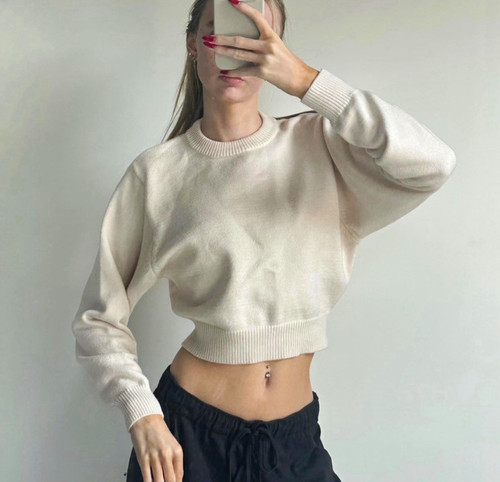 Zara cream knit - crew, neck