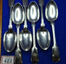 Elkington & Co 6 x Fiddle Thread Pattern Table Spoons Crest Boars Head 1878: 459