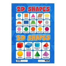 2D and 3D Shapes Educational A3 Poster Kids Child Classroom Nursery Preschool
