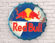 Metal Wall Bottle Top Sign Red Bull Drink Beer Retro Display Bar Art 30cm 