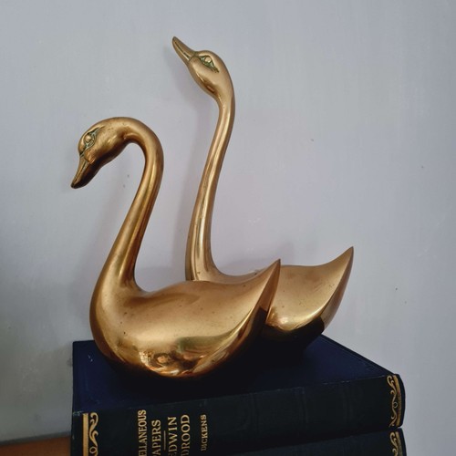 Large vintage mcm brass - vintage, swans